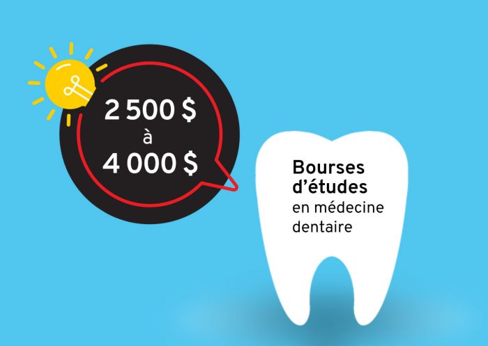 Bourses d'études en médecine dentaire - 2500$ à 4000$