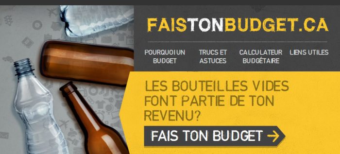 Faistonbudget.ca Les bouteilles vides font partie de ton revenu? Fais ton budget.