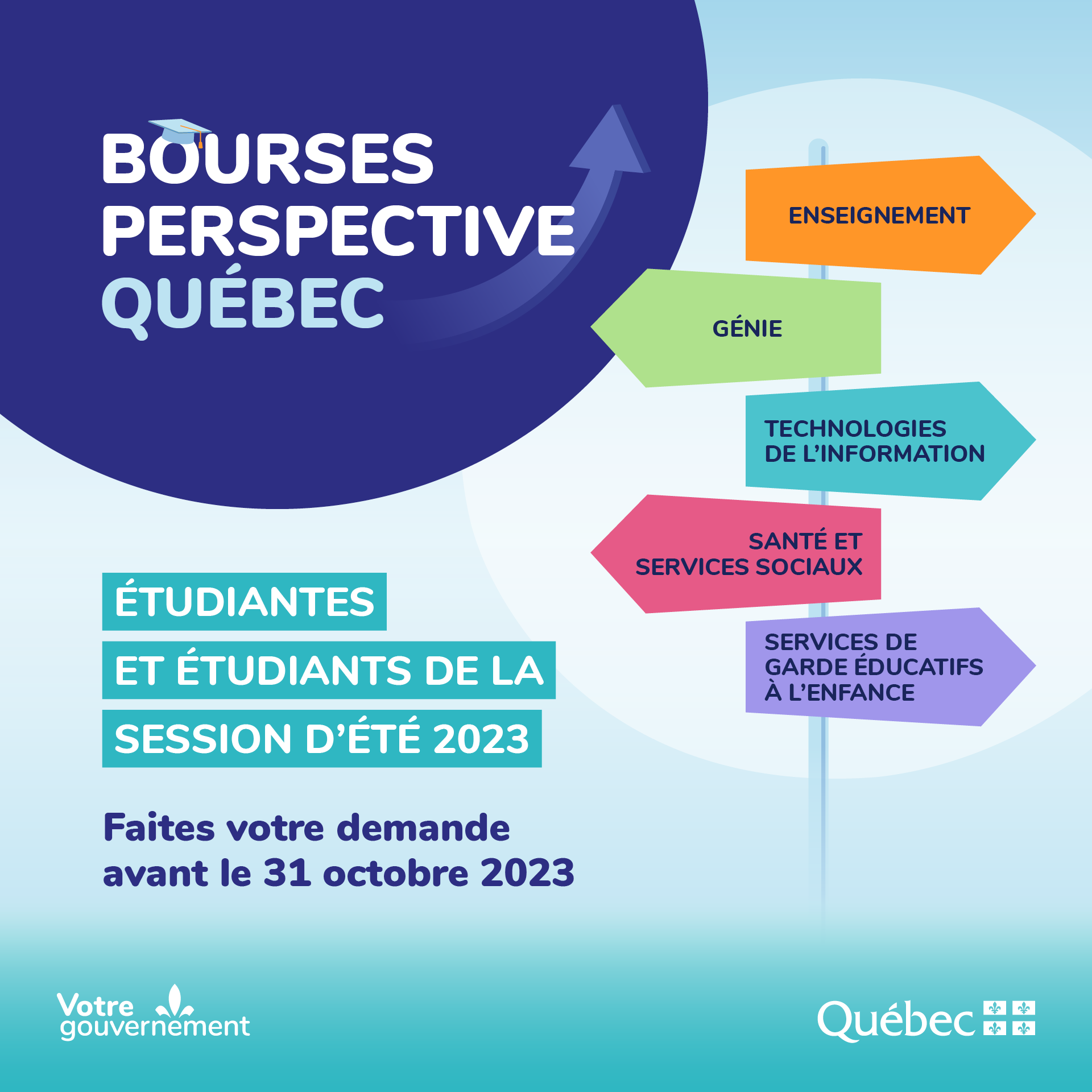 Étudiantes et étudiants de la session d'été 2023, faites votre demande pour l'une des Bourses Perspective Québec avant le 31 octobre 2023!